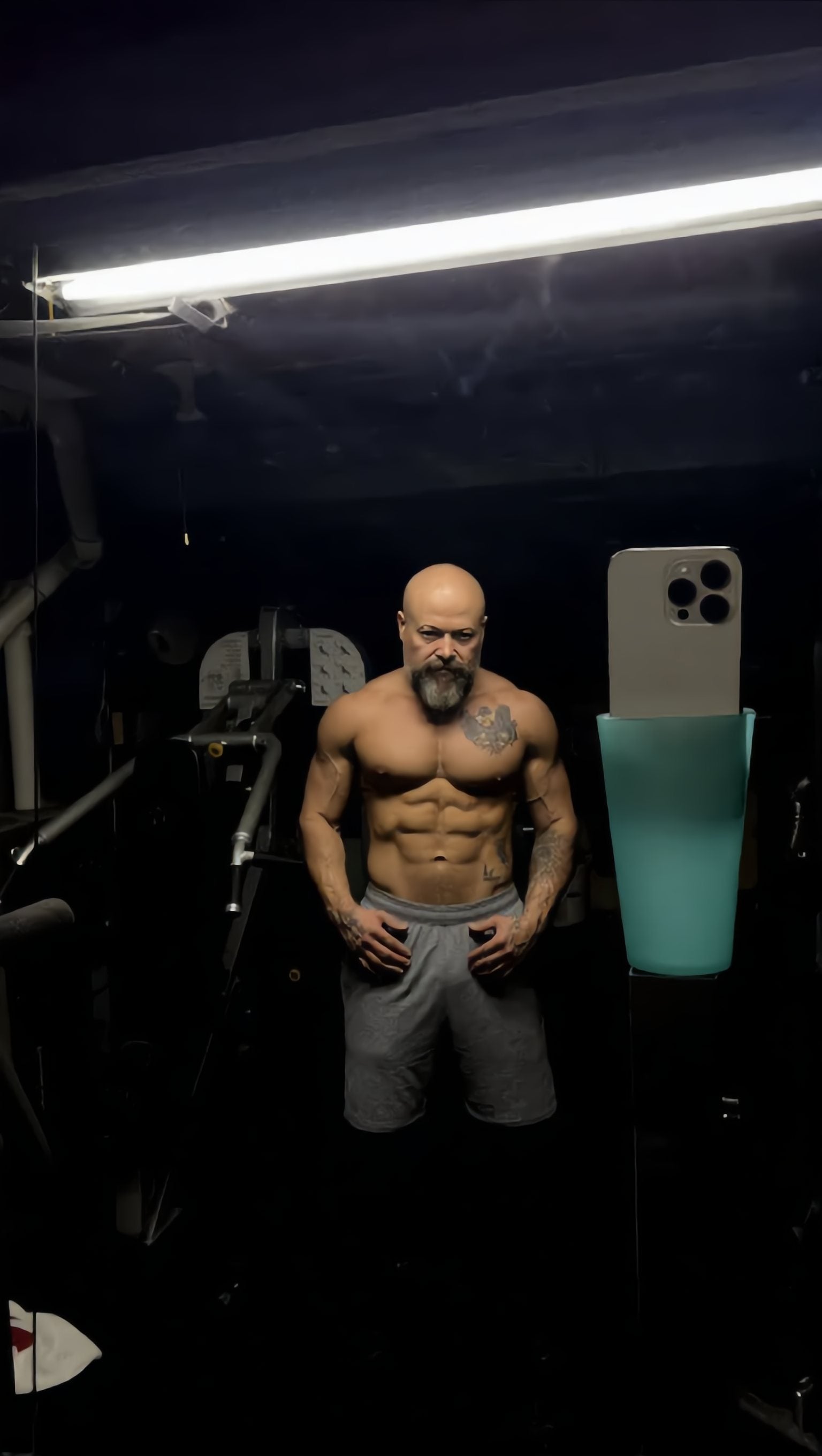 Frank Dalton in the gym (AI-generated illustration)