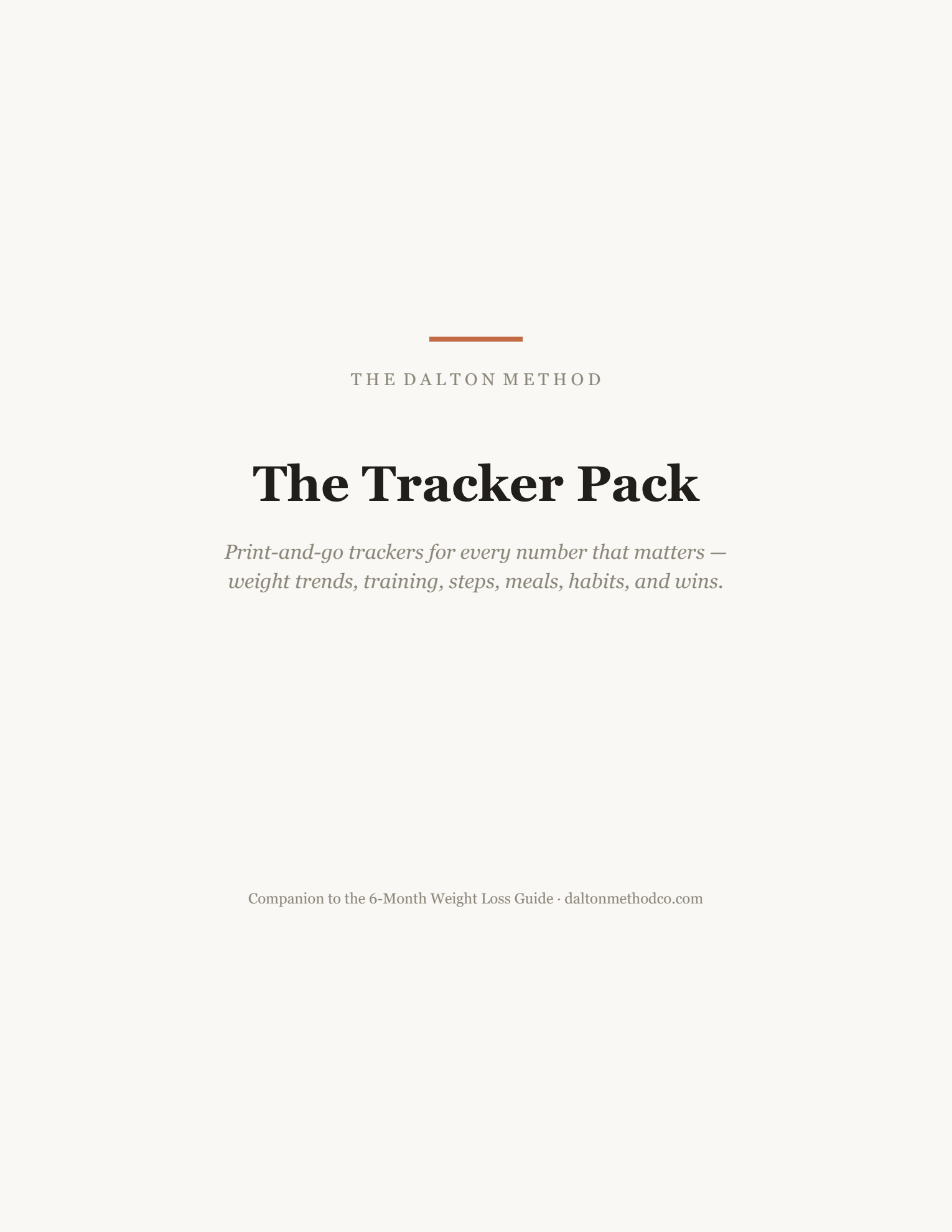 The Tracker Pack — printable weight-loss trackers by The Dalton Method (cover)