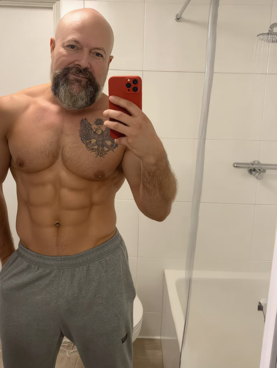 Frank Dalton after a workout (AI-generated illustration)