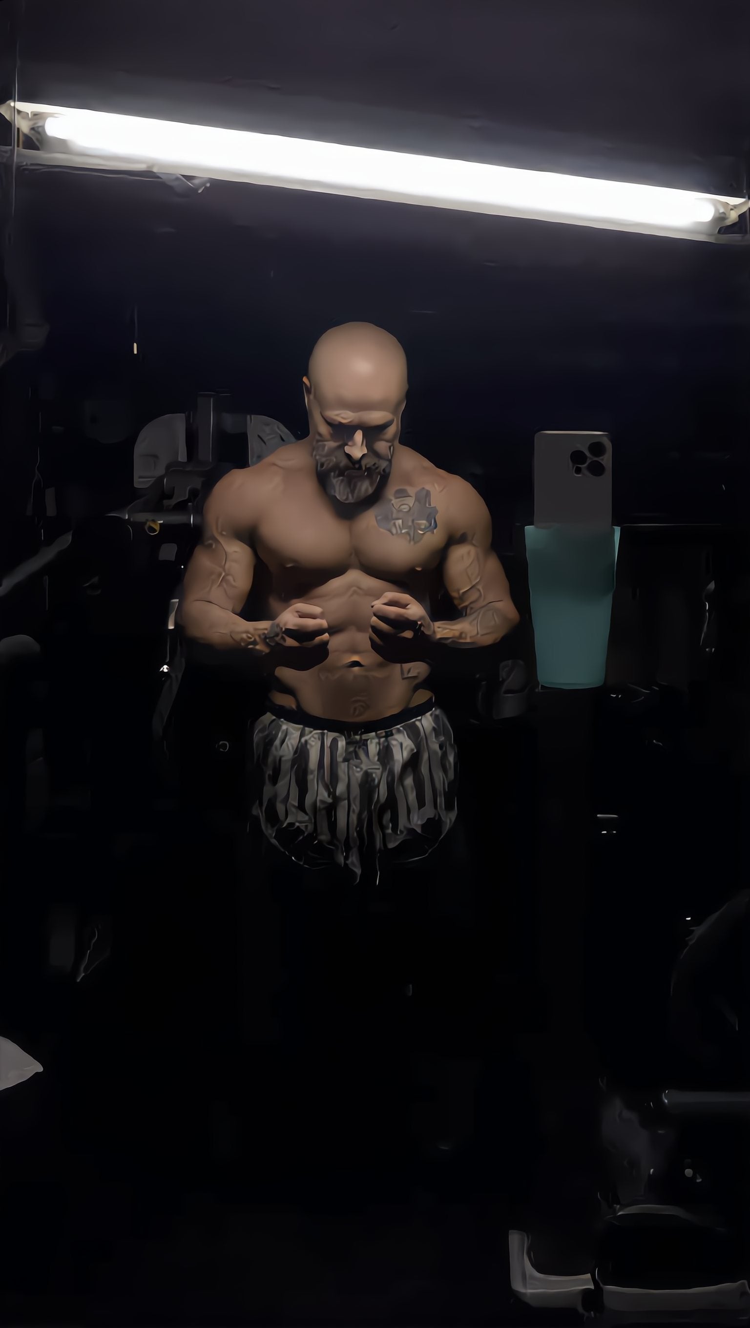 Frank Dalton training in the gym (AI-generated illustration)